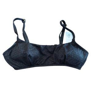 Freshwater Sparkly Bikini Bralette Top Women’s L Black Adjustable Straps Swimwea
